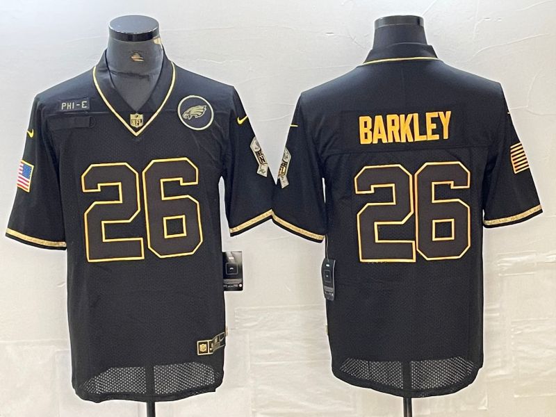 Men Philadelphia Eagles #26 Barkley Black retro gold 2024 Nike Limited NFL Jersey->minnesota vikings->NFL Jersey